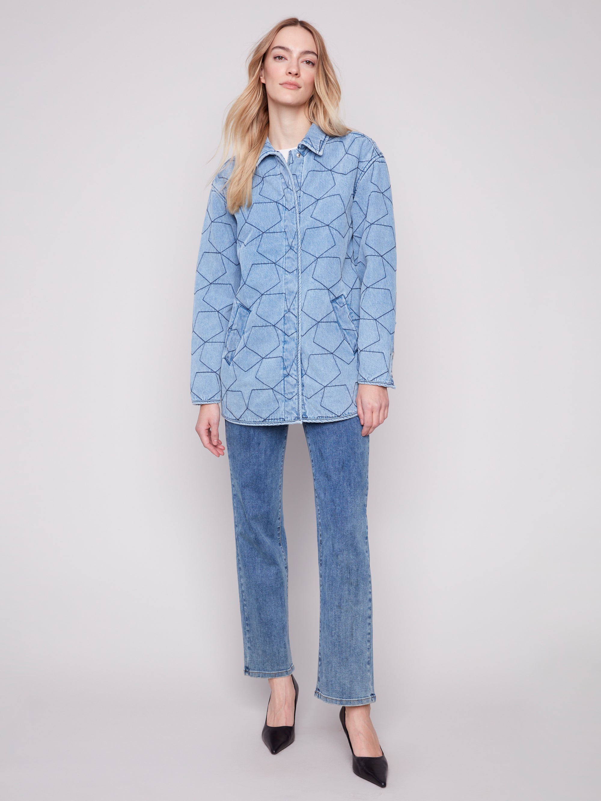 DENIM JACKET | STAR QUILTED-Jackets & Sweaters-CHARLIE B-Coriander