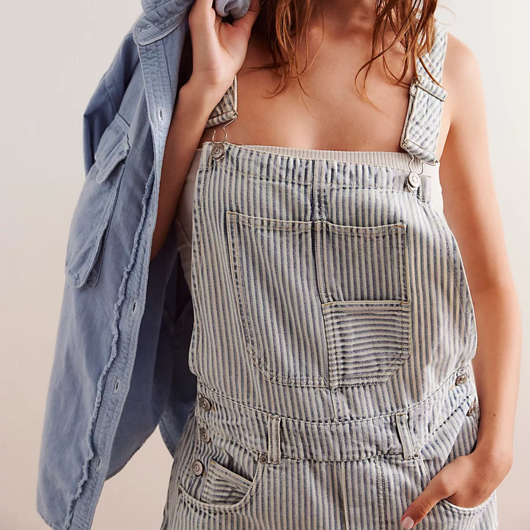 DENIM OVERALLS | GOOD LUCK STRIPE-Denim-FREE PEOPLE-Coriander