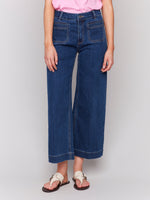 DENIM PANTS | CROP PATCH POCKET FLARE-Denim-CHARLIE B-2-INDIGO-Coriander