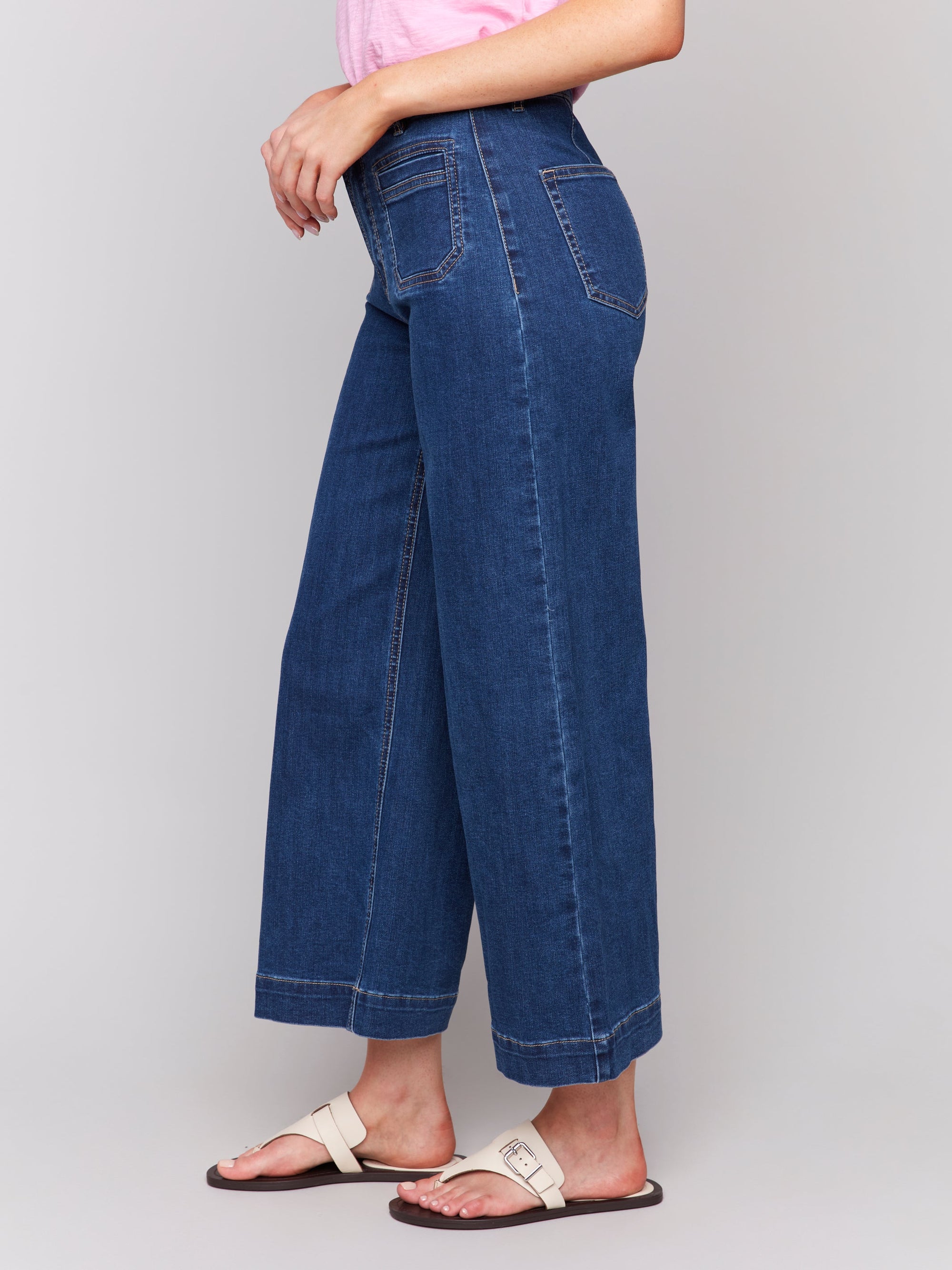 DENIM PANTS | CROP PATCH POCKET FLARE-Denim-CHARLIE B-Coriander