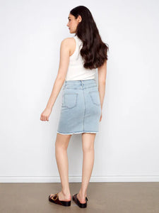 DENIM SKORT | FRAYED HEM-Bottoms-CHARLIE B-Coriander