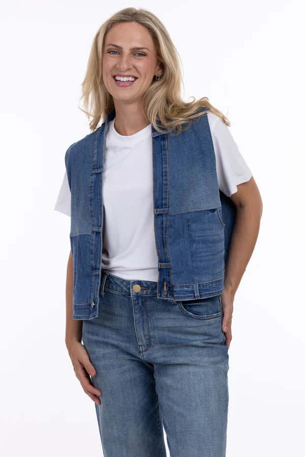 DENIM VEST | PARKER-Jackets & Sweaters-SHANNON PASSERO-Coriander