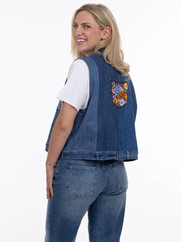 DENIM VEST | PARKER-Jackets & Sweaters-SHANNON PASSERO-Coriander