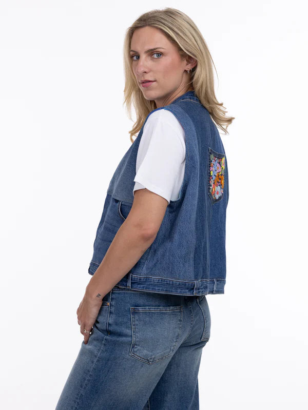 DENIM VEST | PARKER-Jackets & Sweaters-SHANNON PASSERO-Coriander