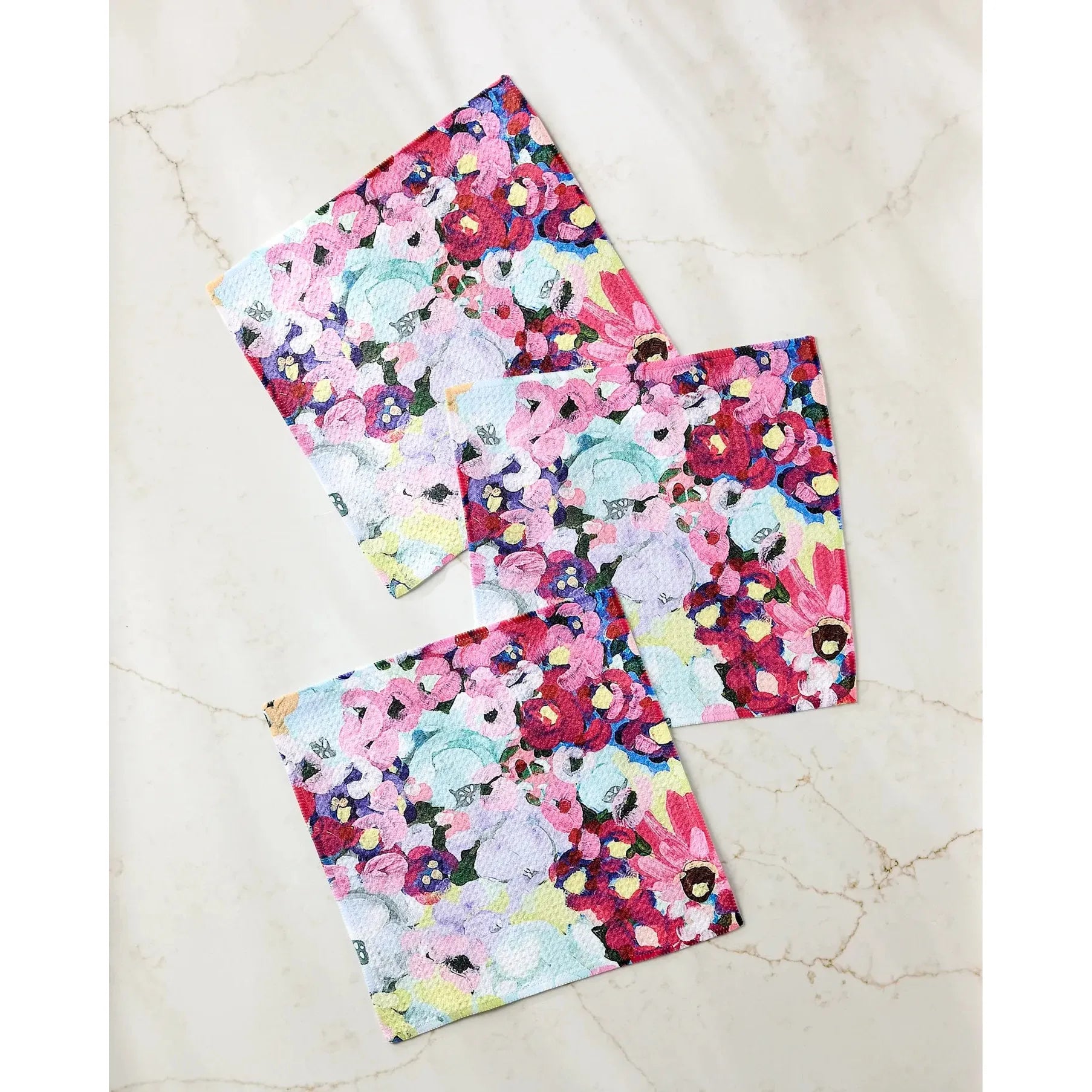 DISHCLOTH SET/3 | PINK FIELDS OF JOY-Home-GEOMETRY-Coriander