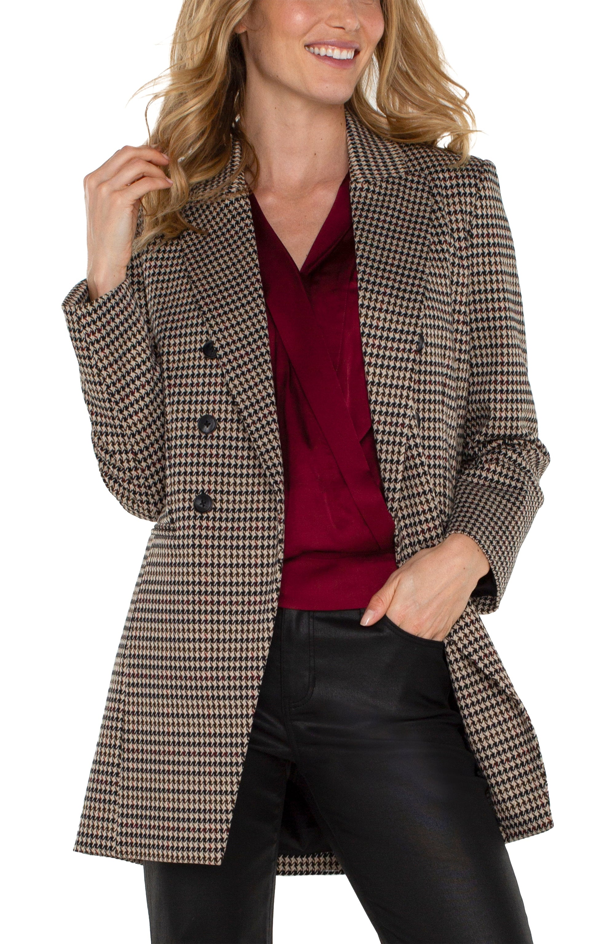 DOUBLE BREASTED LONGLINE BLAZER-Jackets & Sweaters-LIVERPOOL-Coriander