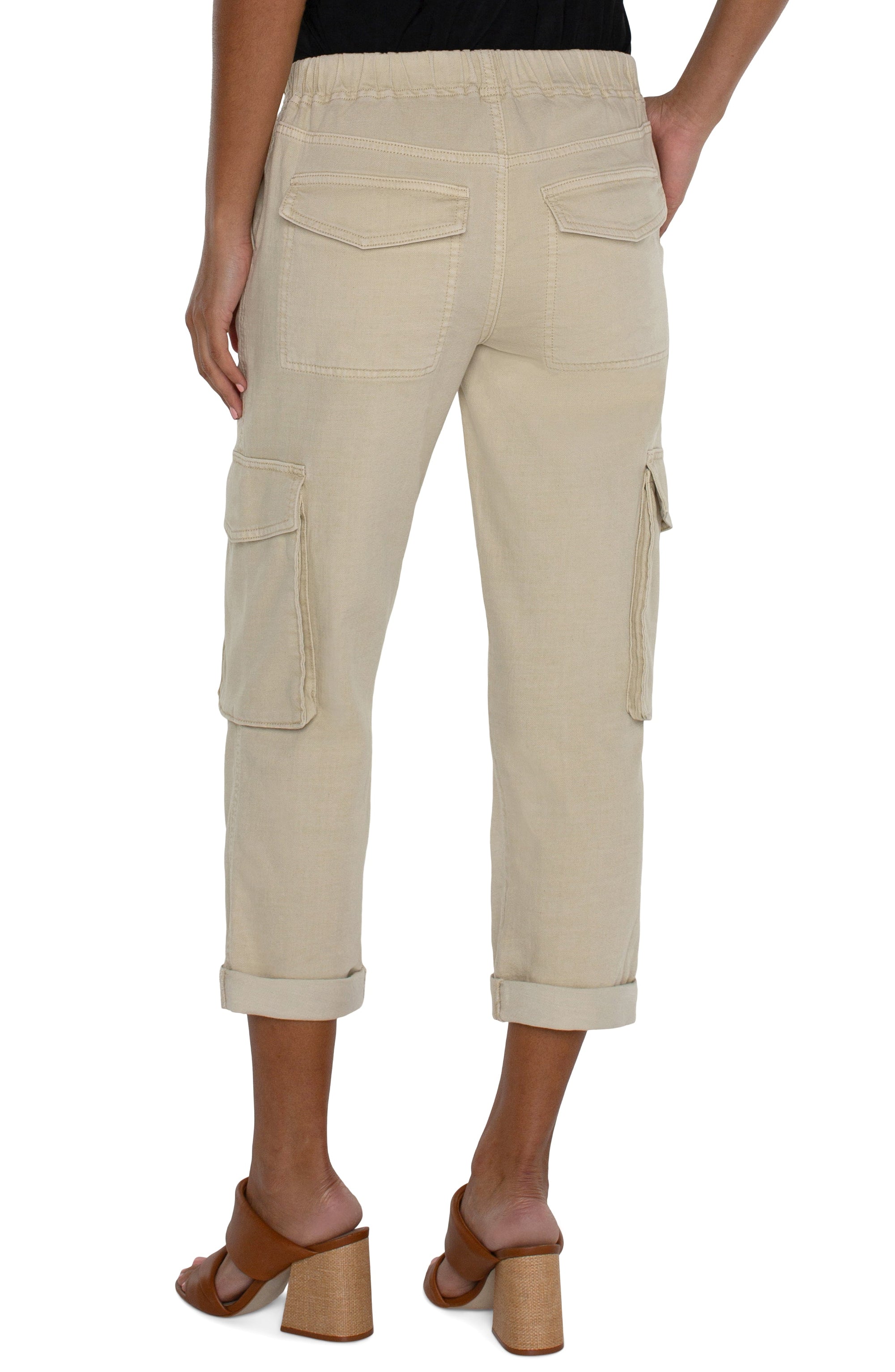 DRAWSTRING CARGO PANT-Bottoms-LIVERPOOL-Coriander