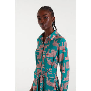 DRESS | COLLARED WITH ANIMAL PRINT-Dresses-COMPANIA FANTASTICA-Coriander