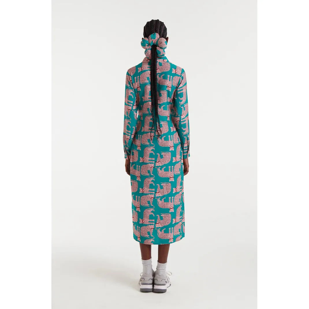 DRESS | COLLARED WITH ANIMAL PRINT-Dresses-COMPANIA FANTASTICA-Coriander