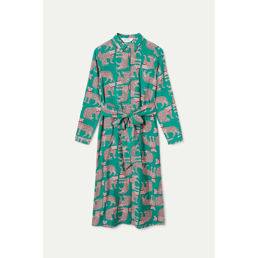 DRESS | COLLARED WITH ANIMAL PRINT-Dresses-COMPANIA FANTASTICA-Coriander