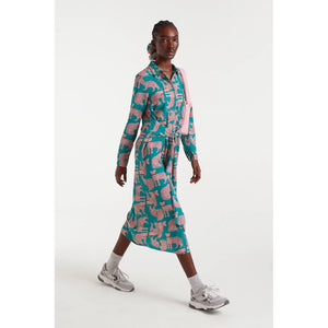 DRESS | COLLARED WITH ANIMAL PRINT-Dresses-COMPANIA FANTASTICA-Coriander