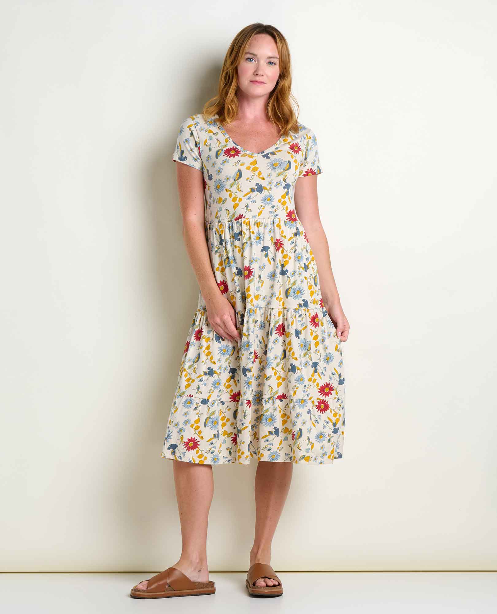 DRESS | MARLEY TIERED MIDI-Dress-TOAD&CO-MEDIUM-ALMOND PRINT-Coriander