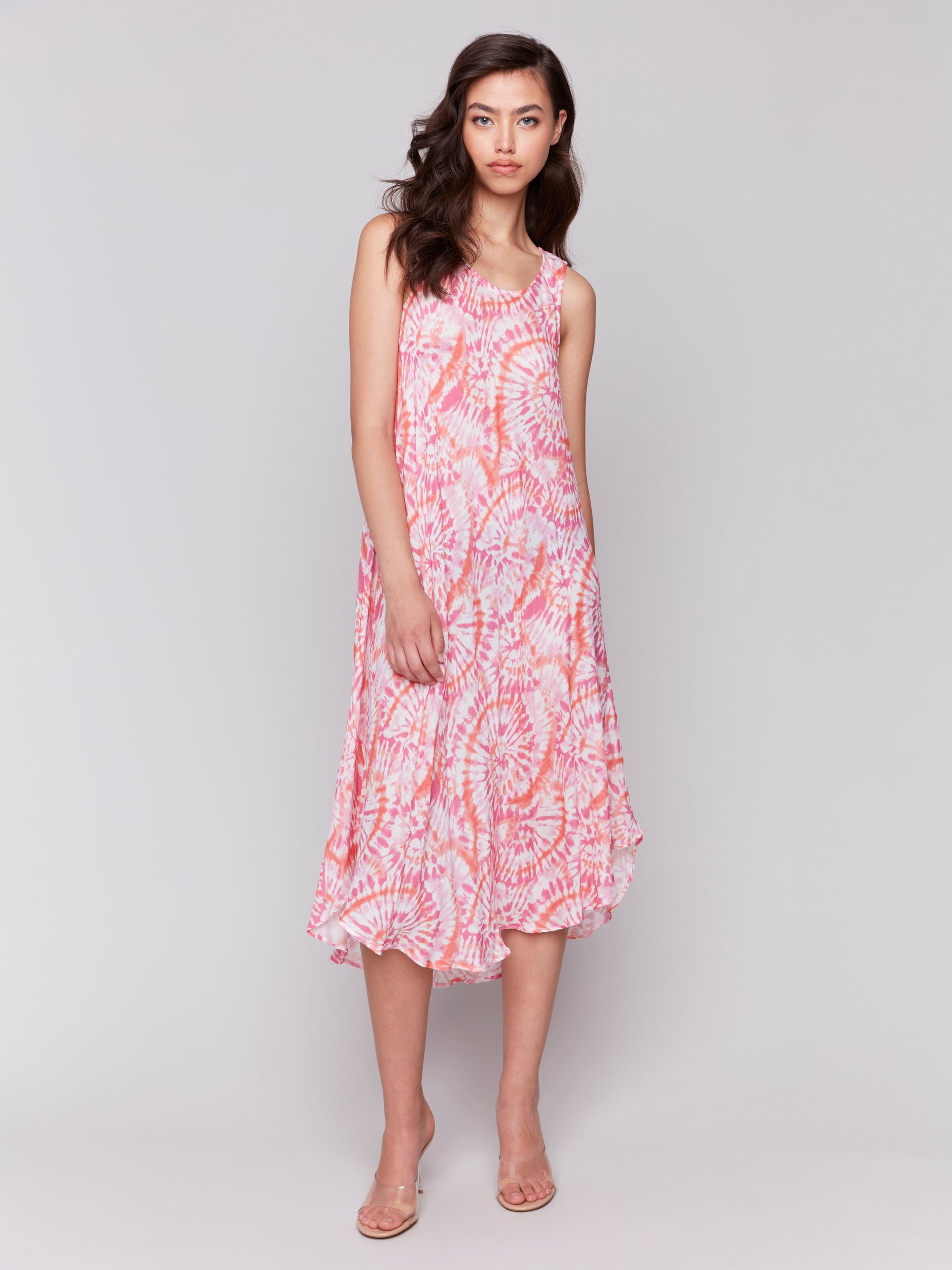 DRESS | SLEEVELESS PRINTED RAYON-Dress-CHARLIE B-SMALL-PAPAYA-Coriander