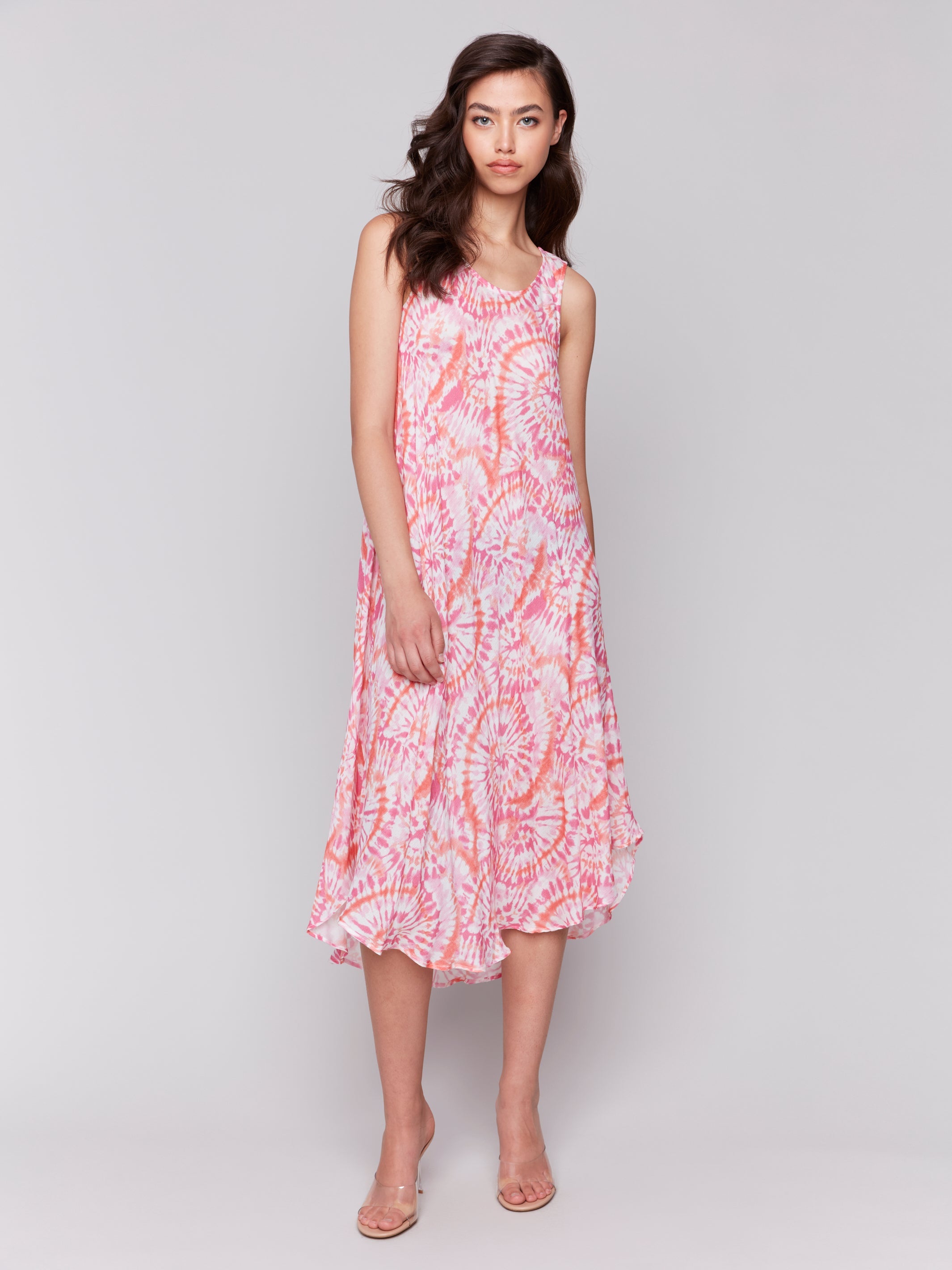 DRESS | SLEEVELESS PRINTED RAYON-Dress-CHARLIE B-SMALL-PAPAYA-Coriander
