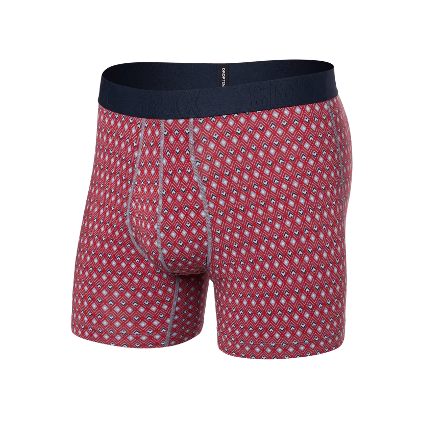 DROP TEMP BOXER BRIEF COTTON | VINTAGE GEO-RED-Intimates-SAXX-Sizes-COLOURS-Coriander
