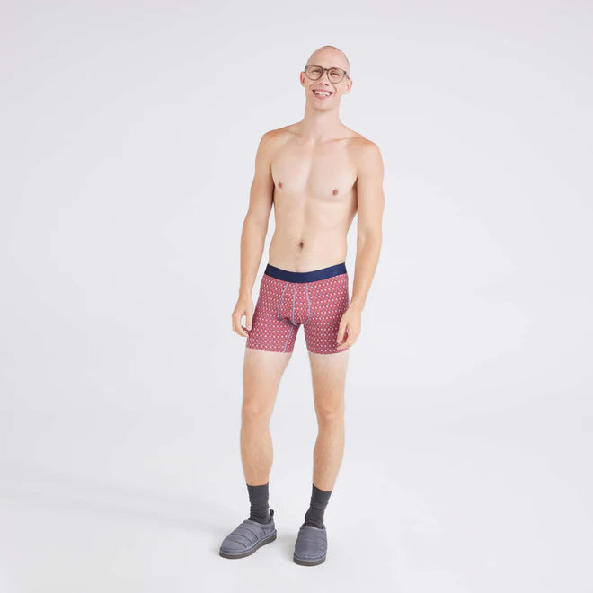 DROP TEMP BOXER BRIEF COTTON | VINTAGE GEO-RED-Intimates-SAXX-Coriander