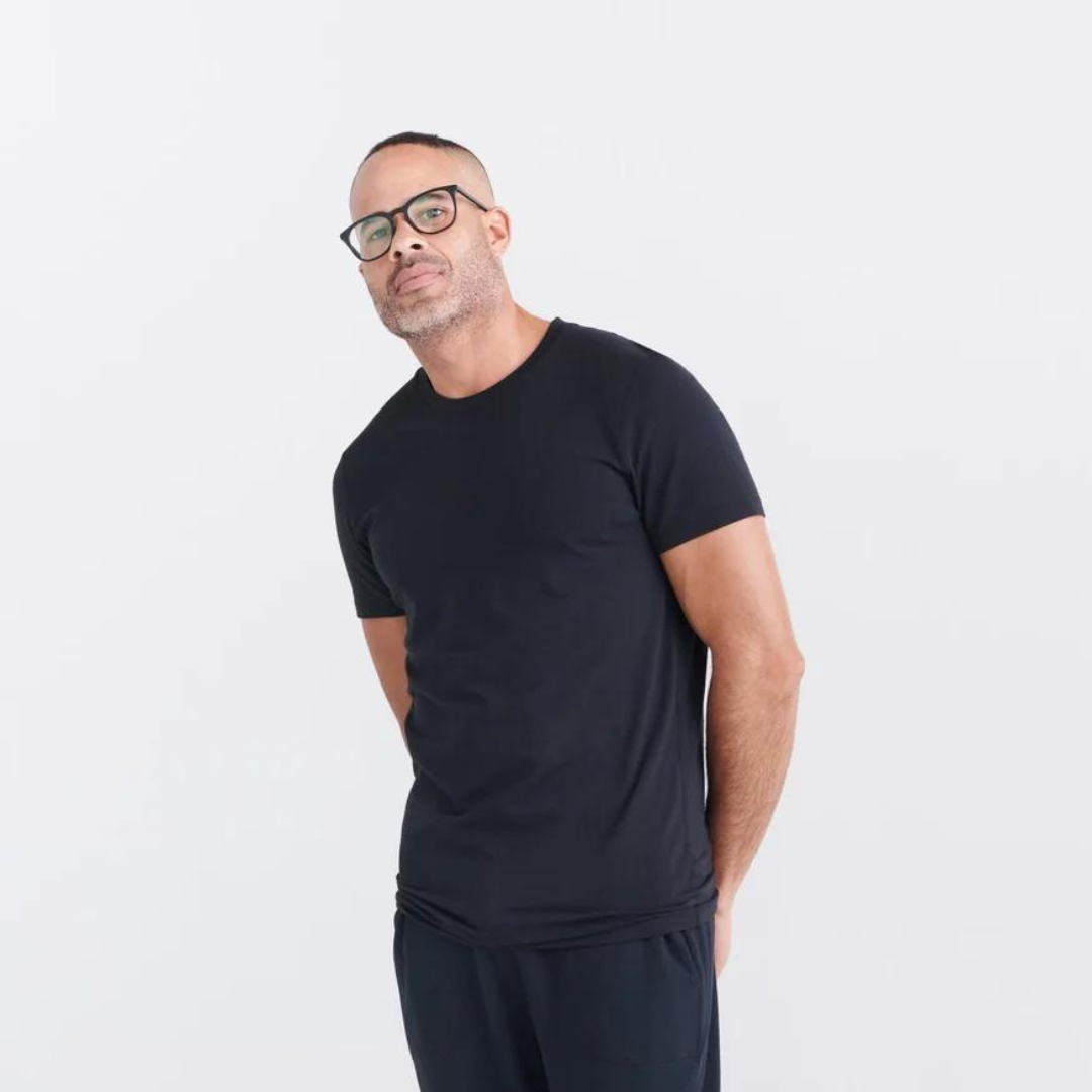 DROPTEMP COOL COTTON SHORT SLEEVE TEE | BLACK-Shirts & Tops-SAXX-SMALL-BLACK-Coriander