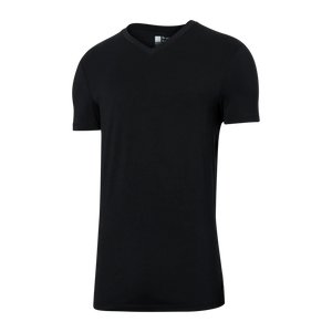 DROPTEMP COOL COTTON V-NECK TEE | BLACK-Shirts & Tops-SAXX-Coriander