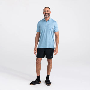 DROPTEMP COOLING POLO | WASHED BLUE HEATHER-Shirts & Tops-SAXX-Coriander