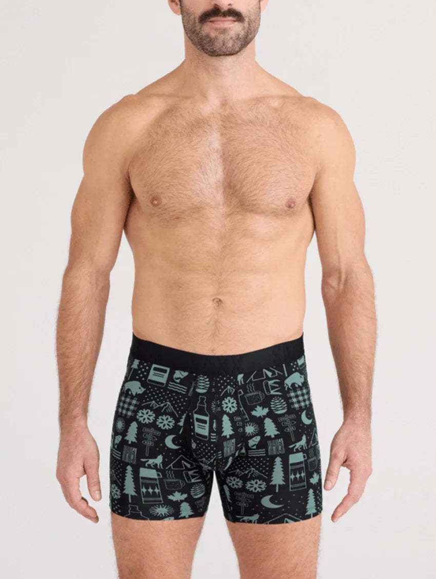 DROPTEMP COTTON BOXER BRIEF | CAMP STAMPS-BLACK-Intimates-SAXX-Coriander