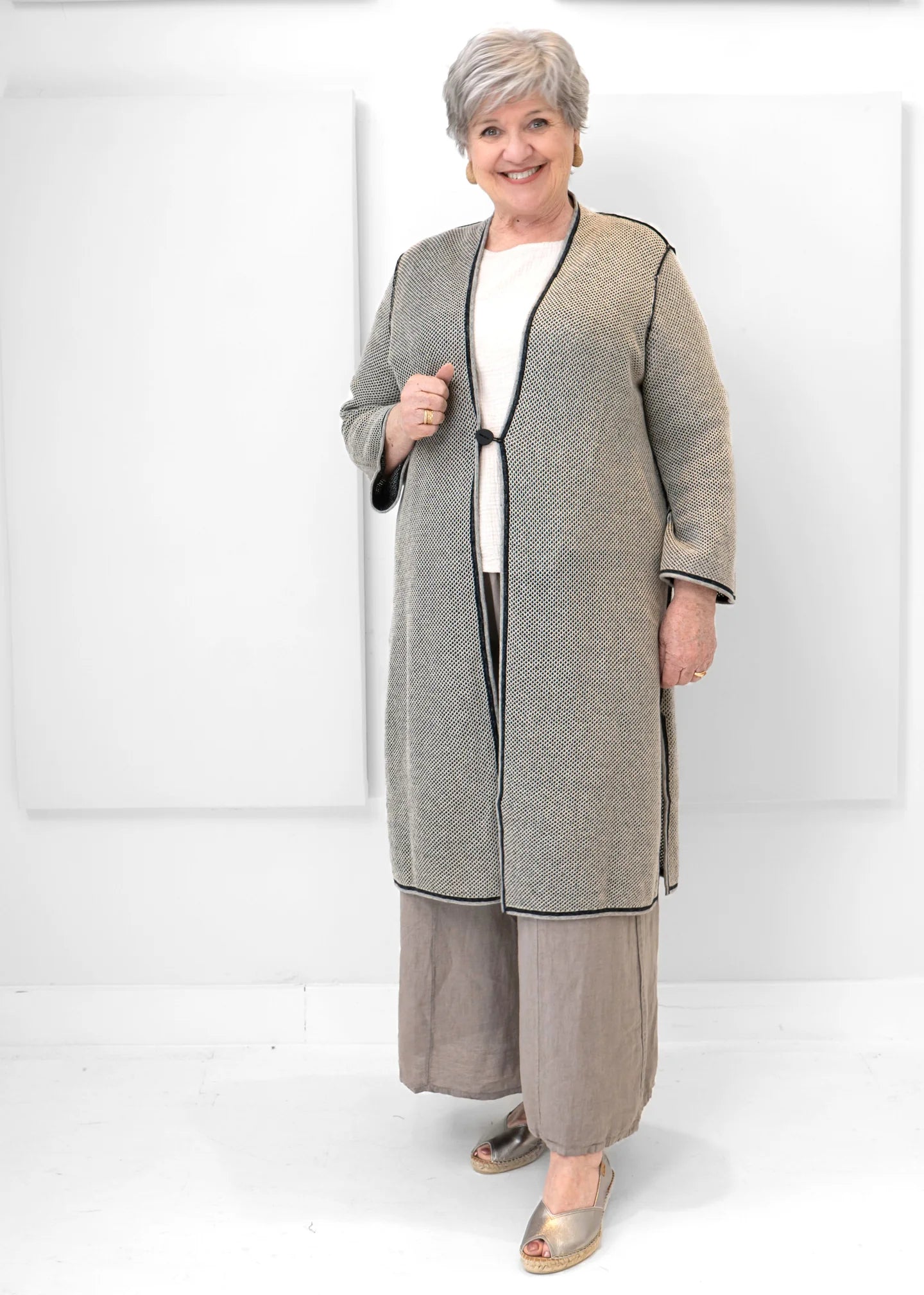DUSTER | REVERSIBLE MESH STITCH-Jackets & Sweaters-LIV BY HABITAT-Coriander