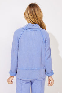 WOMEN'S SWEATSHIRT | BUTTON UP MOCK NECK-Tops-ESCAPE-Coriander