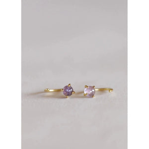 EARRINGS | AMETHYST HUGGIES-Jewellery-JAX KELLY-Coriander