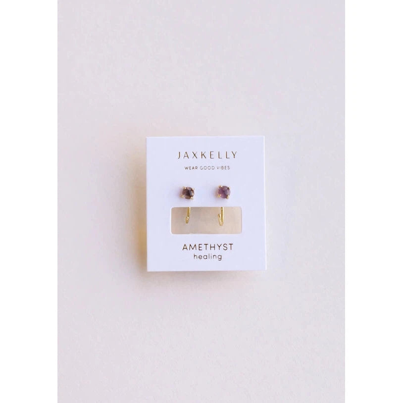 EARRINGS | AMETHYST HUGGIES-Jewellery-JAX KELLY-Coriander