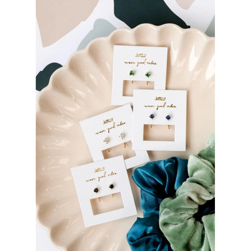 EARRINGS | SAPPHIRE HUGGIES-Jewellery-JAX KELLY-Coriander