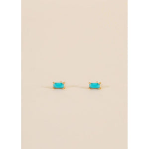EARRINGS | TURQUOISE BAGUETTE STUDS-Jewellery-JAX KELLY-Coriander