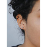EARRINGS | TURQUOISE BAGUETTE STUDS-Jewellery-JAX KELLY-Coriander