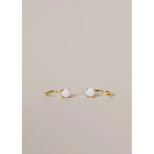 EARRINGS | WHITE OPAL HUGGIES-Jewellery-JAX KELLY-Coriander