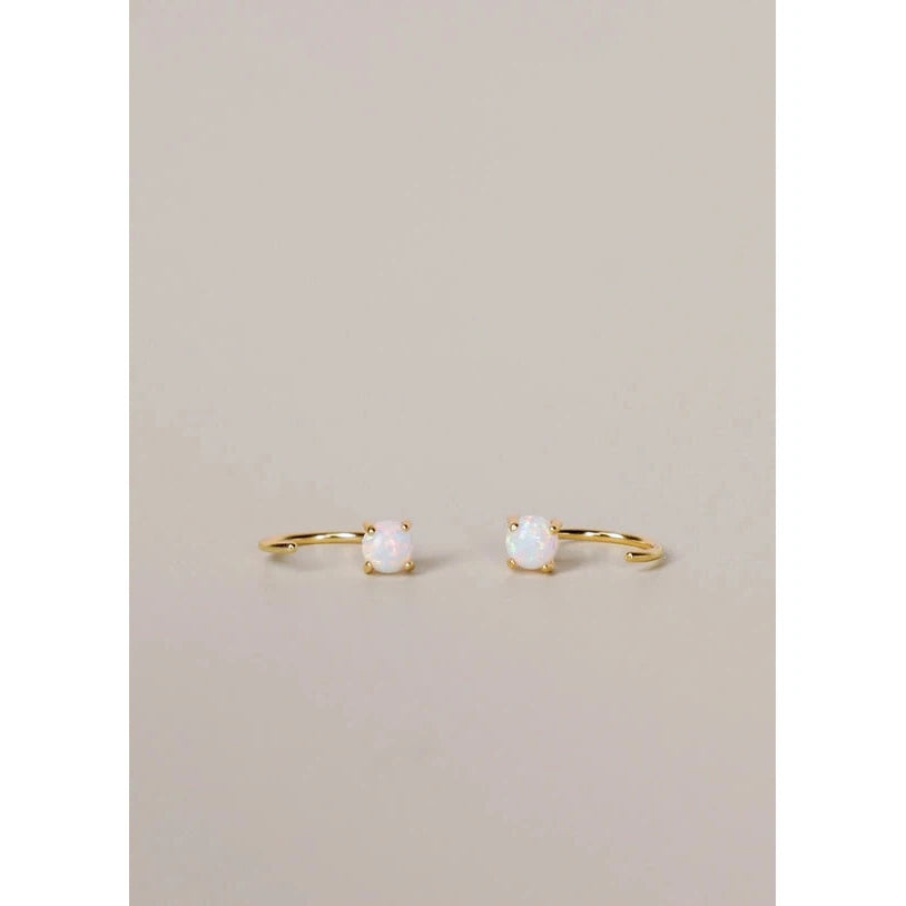 EARRINGS | WHITE OPAL HUGGIES-Jewellery-JAX KELLY-Coriander