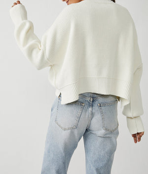 EASY STREET CROP PULLOVER SWEATER-Jackets & Sweaters-FREE PEOPLE-XSMALL-WHITE-Coriander