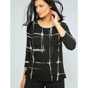 EASY TEE | PAINTED GRID-Tops-OLIVIA-XSMALL-BLACK-Coriander