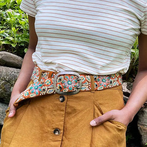 EMBROIDERED BELT | GROUND COVER FLORAL-Accessories-JENNY KRAUSS-Coriander