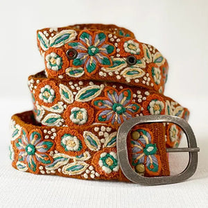 EMBROIDERED BELT | GROUND COVER FLORAL-Accessories-JENNY KRAUSS-Coriander