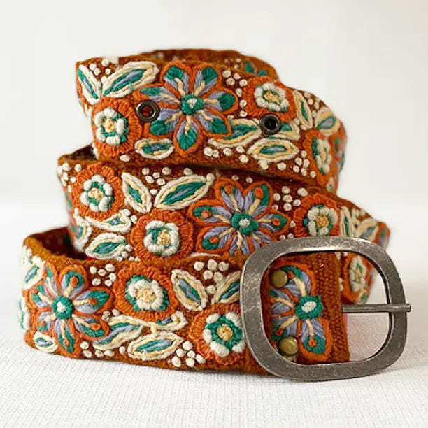 EMBROIDERED BELT | GROUND COVER FLORAL-Accessories-JENNY KRAUSS-Coriander