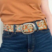 EMBROIDERED BELT | GROUND COVER FLORAL-Accessories-JENNY KRAUSS-GROUND COVER-MEDIUM-Coriander