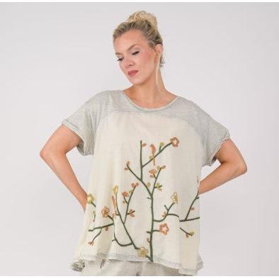 EMBROIDERED FLORAL TOP-Top-THE PAPERLACE-ONE-CREAM-GREY-Coriander