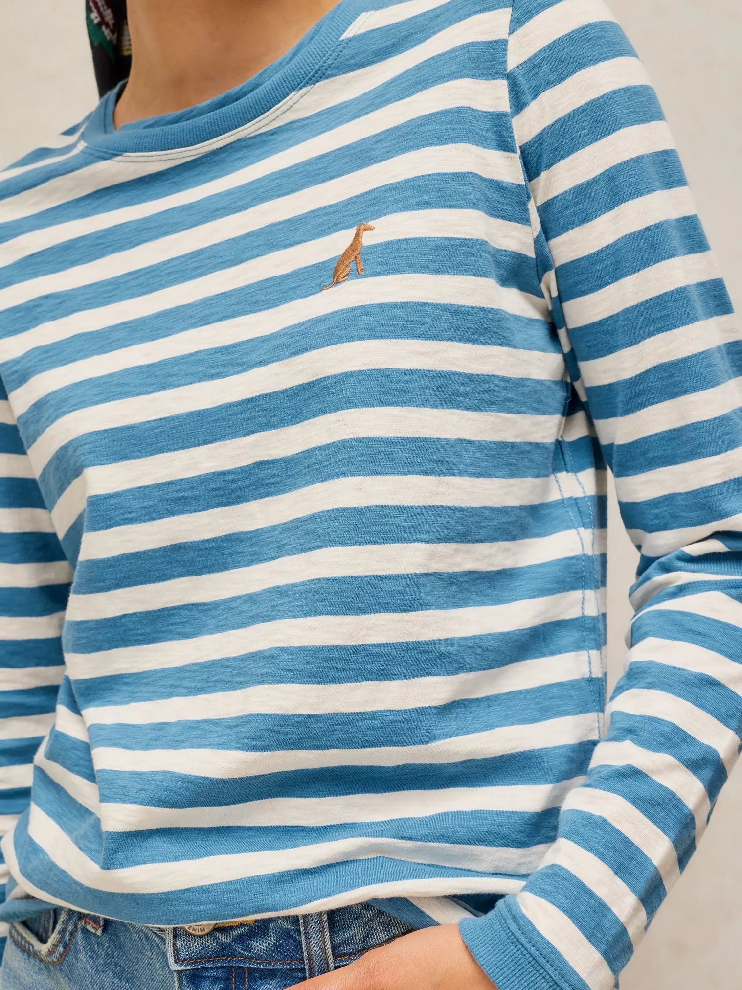 EMBROIDERED TEE | CLARA STRIPE
