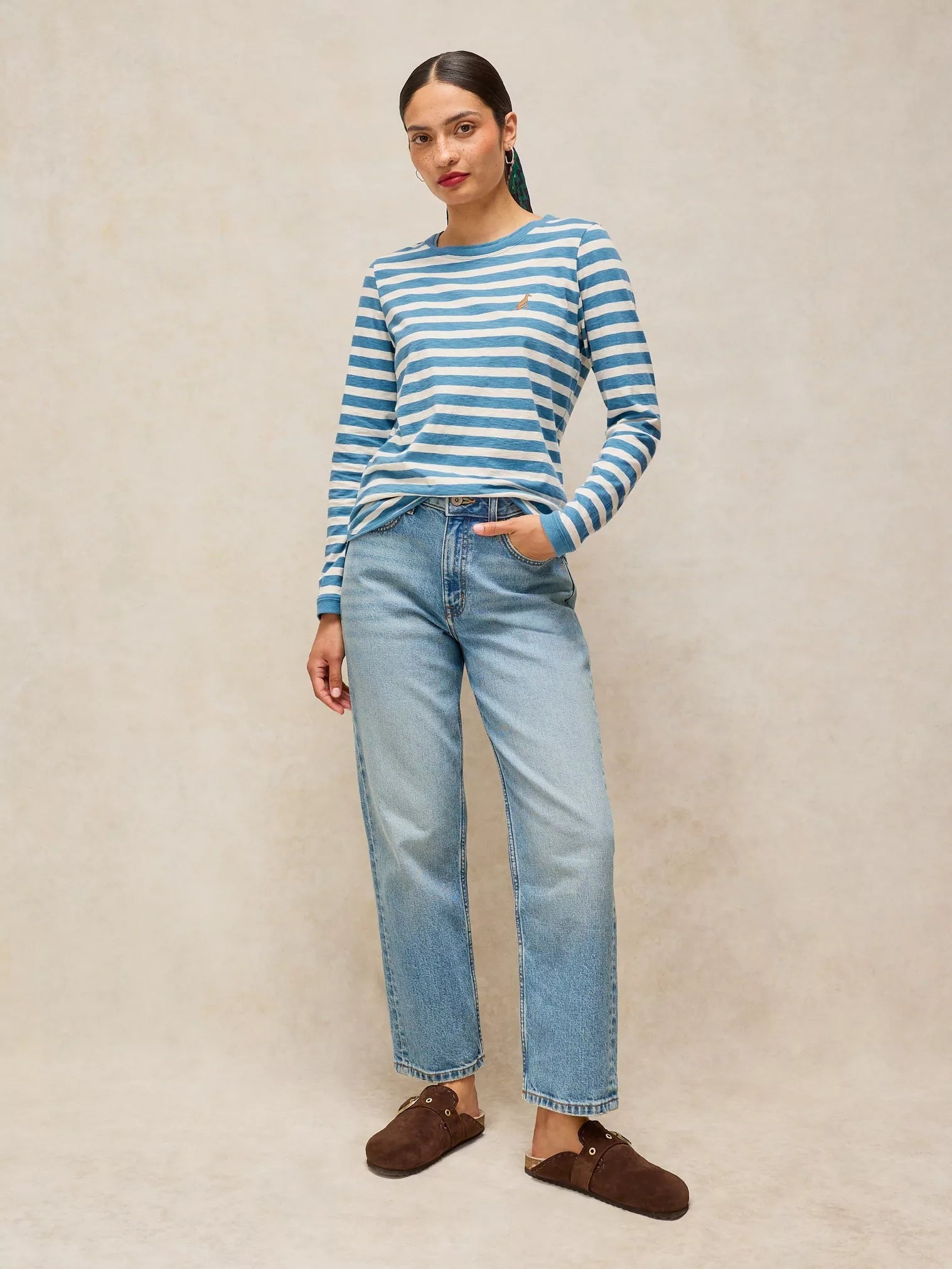 EMBROIDERED TEE | CLARA STRIPE