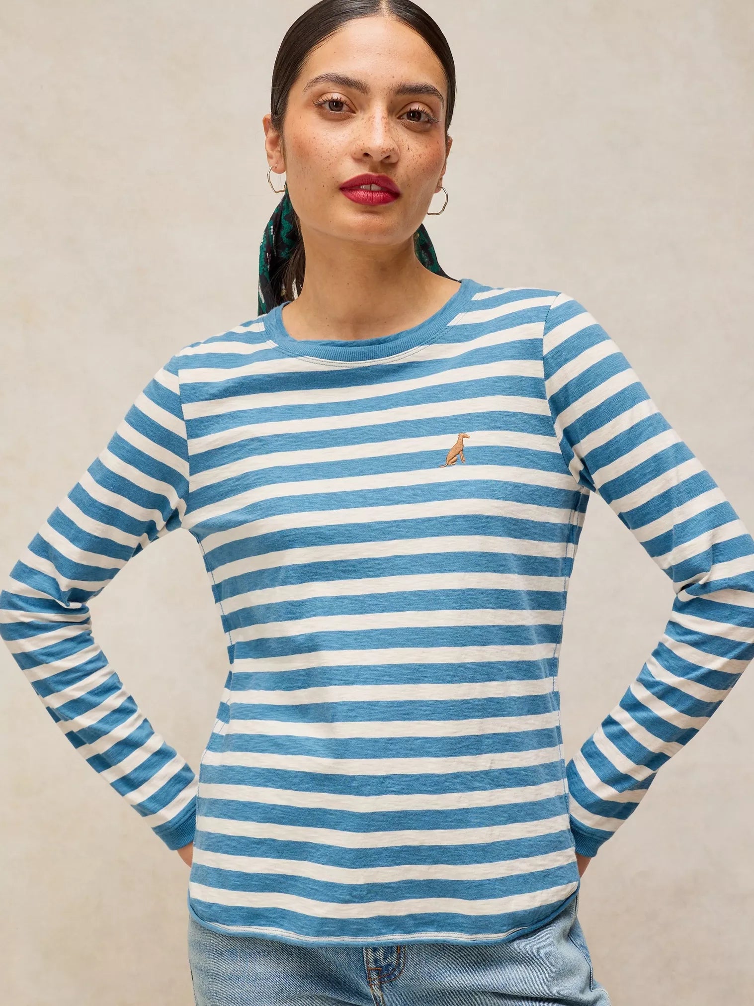 EMBROIDERED TEE | CLARA STRIPE