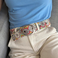 EMBROIDERED WOOL BELT | FLOWER POWER-Accessories-JENNY KRAUSS-FLOWER POWER-SMALL-Coriander