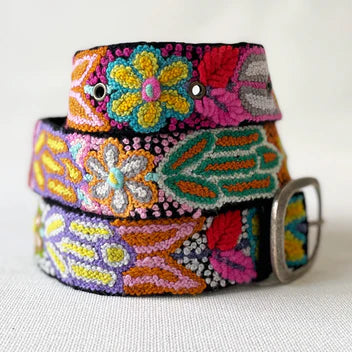 EMBROIDERED WOOL BELT | FOLKLORICA FLORAL BLACK-Accessories-JENNY KRAUSS-Coriander