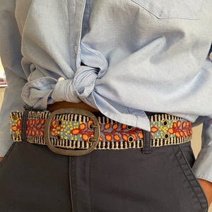 EMBROIDERED WOOL BELT | GROWING SEASON FLORAL-Accessories-JENNY KRAUSS-GROWING SEASON FLRL-SMALL-Coriander