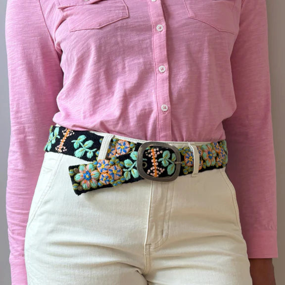 EMBROIDERED WOOL BELT | SOUTHWEST WALKABOUT-Accessories-JENNY KRAUSS-Coriander