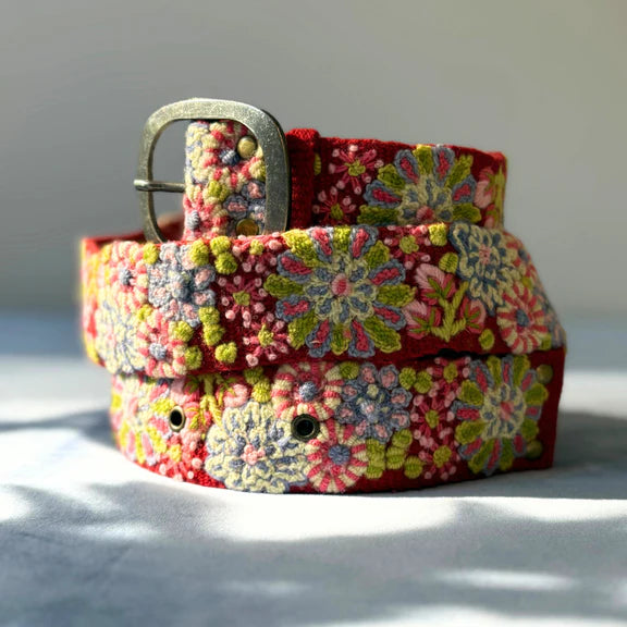 EMBROIDERED WOOL BELT | TEABERRY-Accessories-JENNY KRAUSS-Coriander