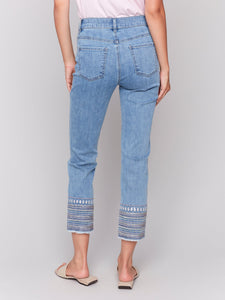 EMBROIDERY CUFF PANT-Denim-CHARLIE B-Coriander