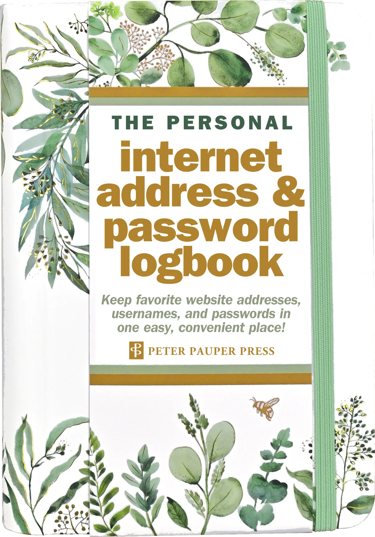 EUCALYPTUS INTERNET ADDRESS & PASSWORD LOGBOOK-Books & Stationery-PETER PAUPER PRESS-Coriander